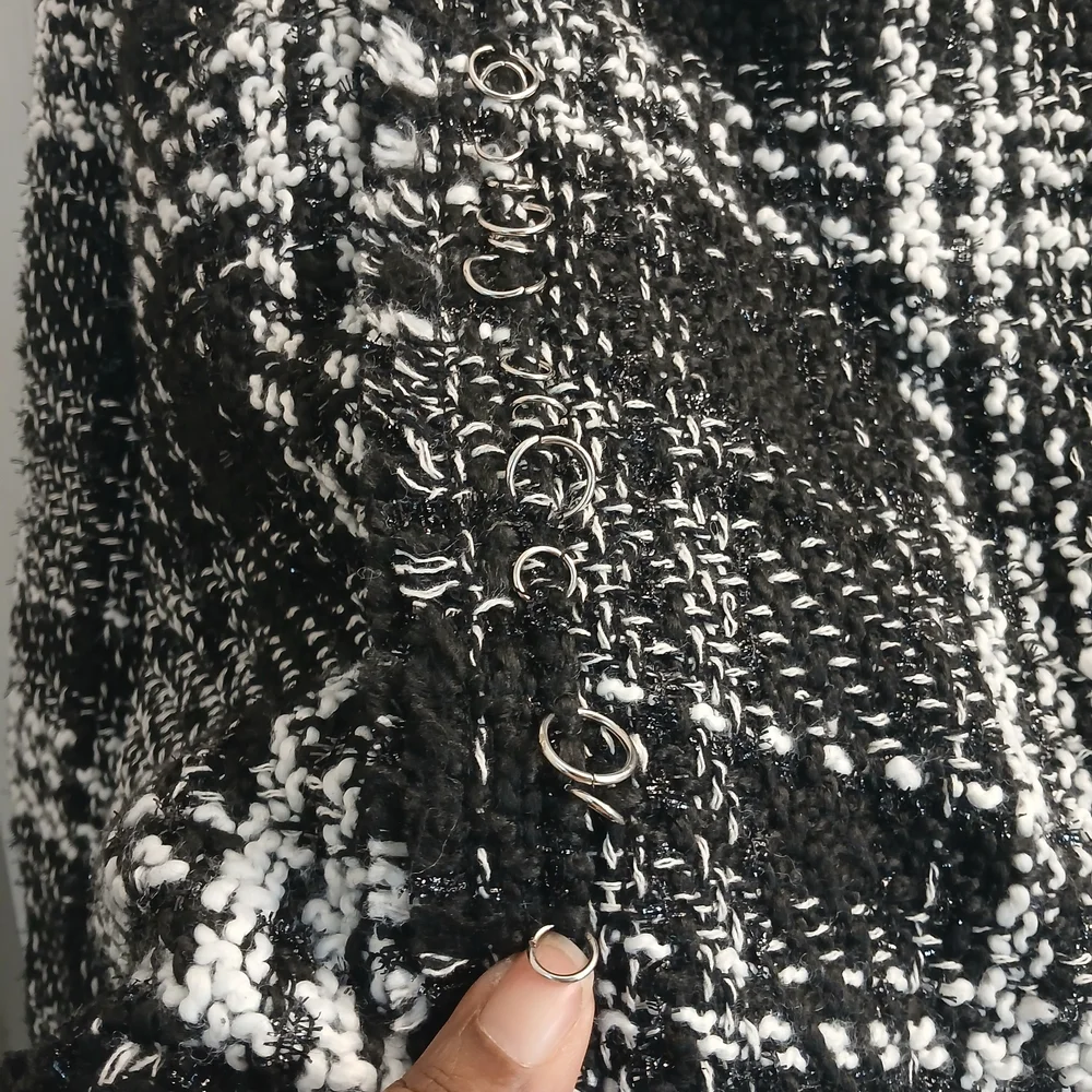 Vanessa Williams Black & White Tweed Open Front Cardigan-style Jacket 1X New!